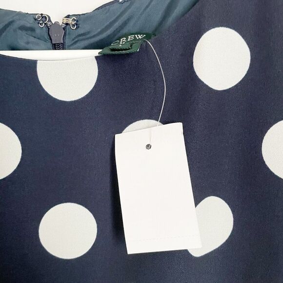 🟢J.Crew Factory Navy w/white polka dots Dress Sz 8 - Picture 3 of 7